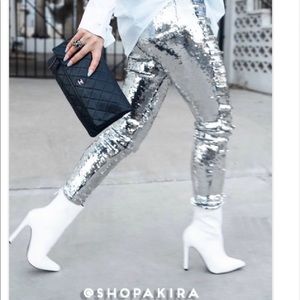 Akira Silver Sequin Pants